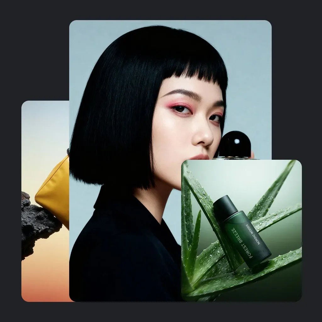 Creative fashion collage showcasing AI-generated styling